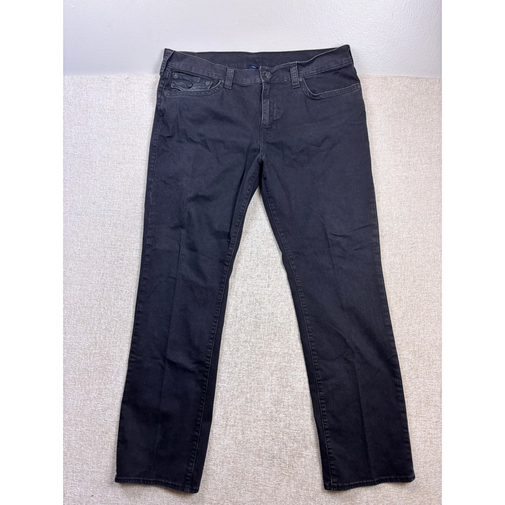 True Religion Mens Black Straight Leg Flap Pocket Jeans Size 40